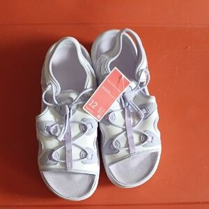 Nike White and Purple Sporty Sandals